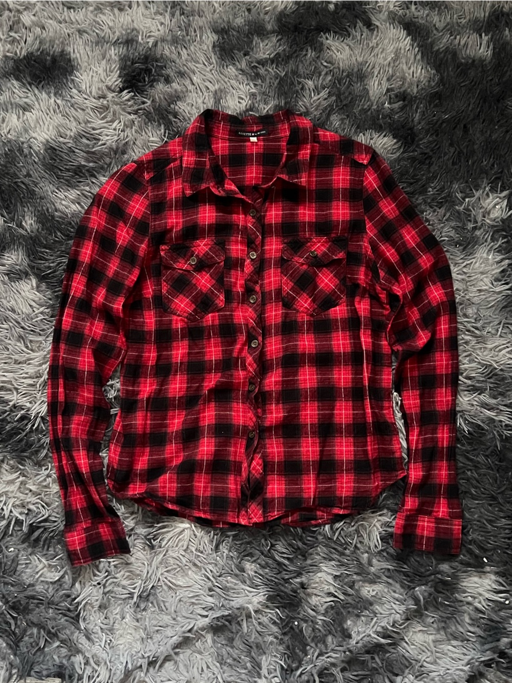 Red & Black Plaid Button-Up Shirt